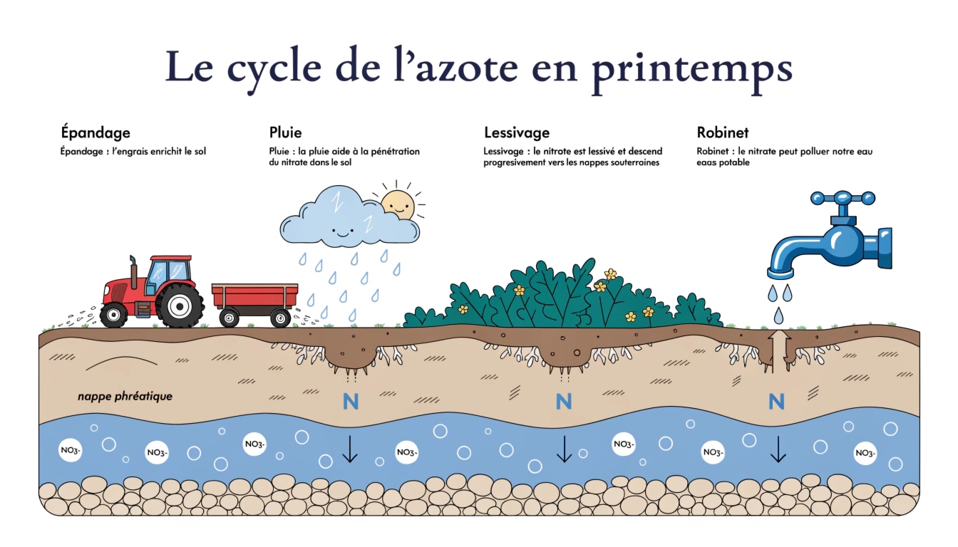 Cycle de l'azote — du sol à la nappe phréatique