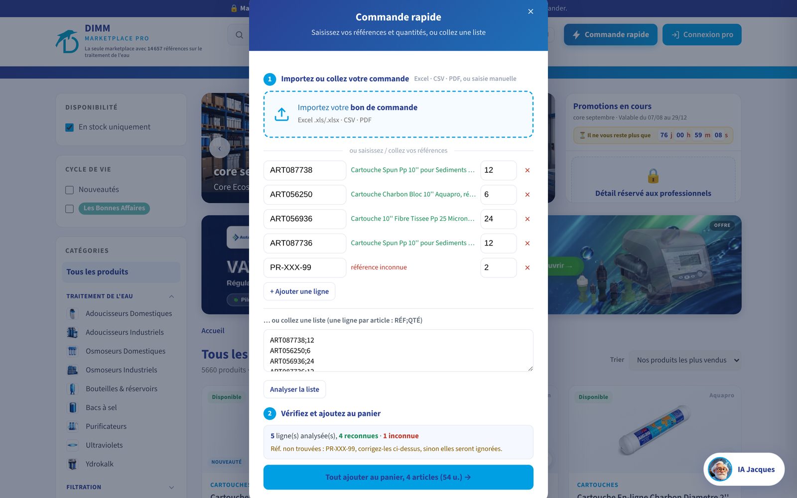 Commande rapide : votre bon de commande devient un panier en une minute