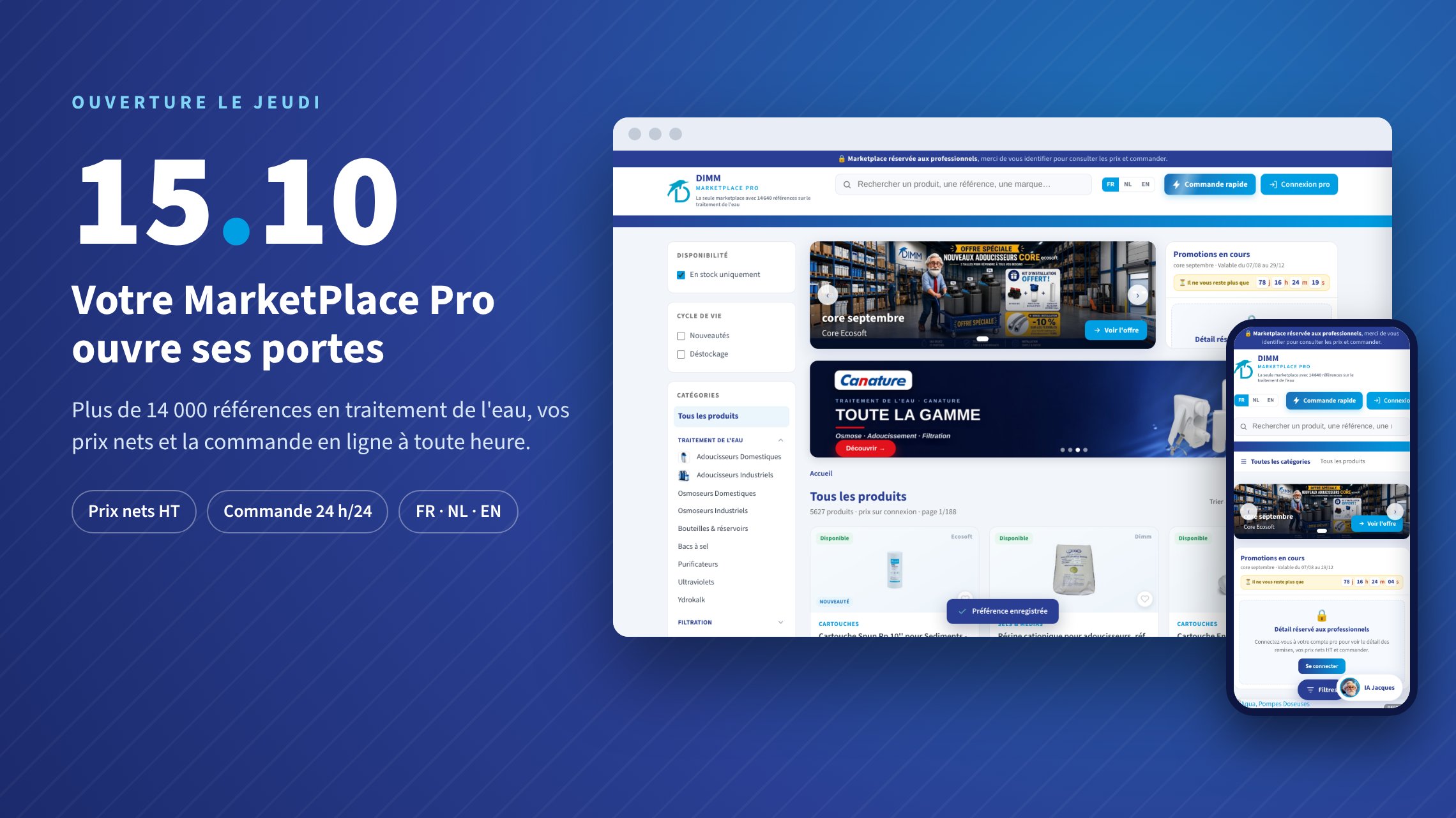 La MarketPlace Pro DIMM ouvre ses portes le jeudi 15 octobre 2026 : plus de 14 000 références, prix nets HT, commande 24 h/24